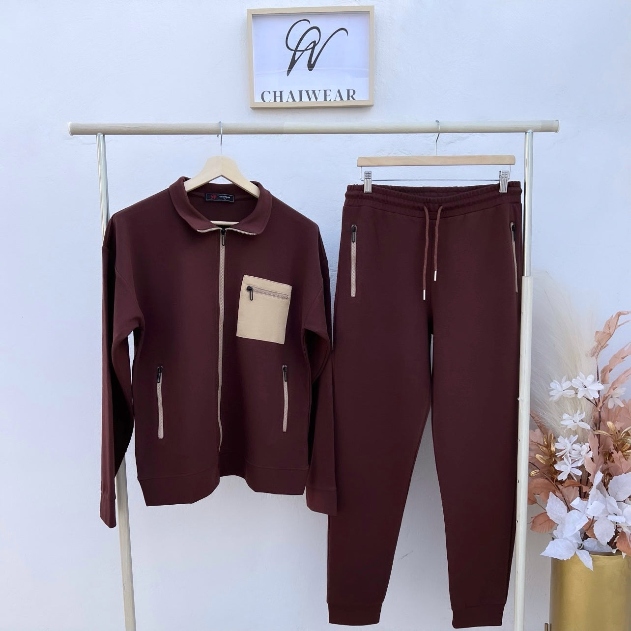 Complet Pantalon et Pull avec poche fermeture éclair en coton lourd 320 g